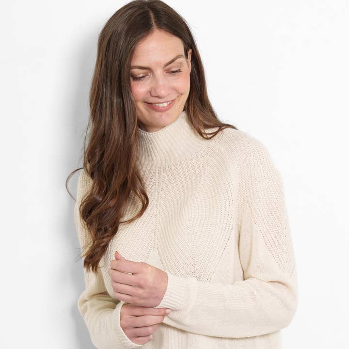 Mallory Cashmere Blend Jumper - Cream, Ribbed for wholesale by Sarta