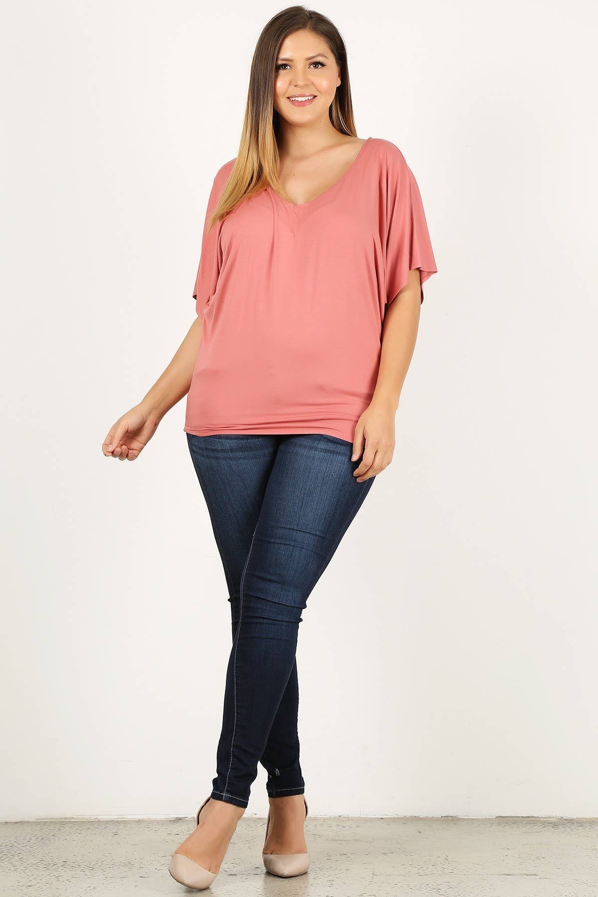Haute Fox Plus Size & Contemporary - Wholesale Knit Top - Women's - Plus Size Solid Dolman Drape Top PL2188P-T13