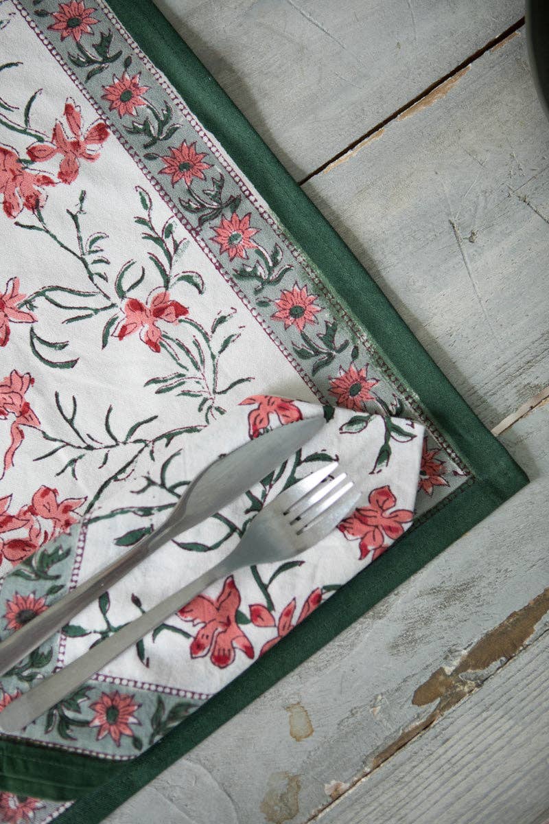 Kapda Casa - Wholesale Tablecloth - Flor Coral Manteles Individuales | 6 Servilletas | Juego de Comedor |50x30cm1