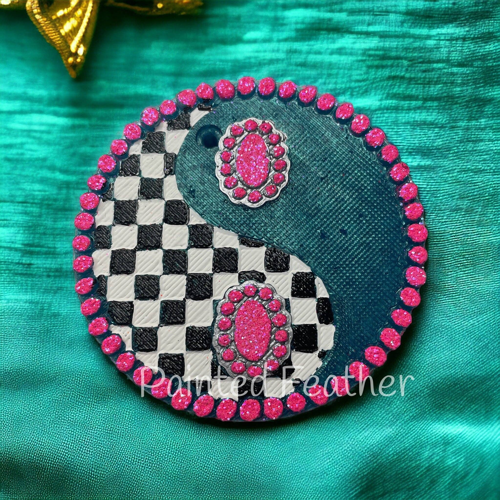 Painted Feather Scents - Wholesale Car Freshener - Women's - Western checked Ying Yang