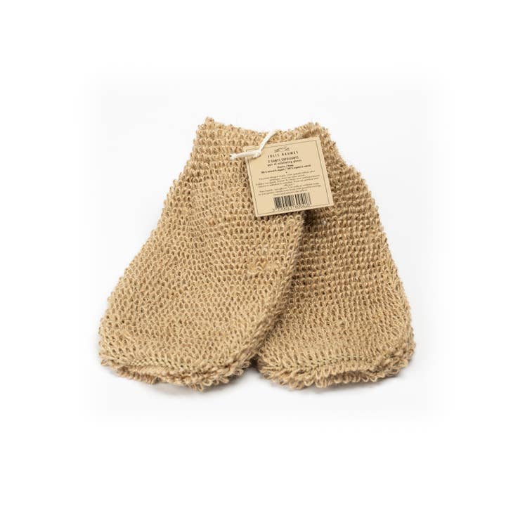 Jolis Baumes – wholesale Exfoliating gloves/mitts – Pair of hemp exfoliating gloves - body scrub — natur