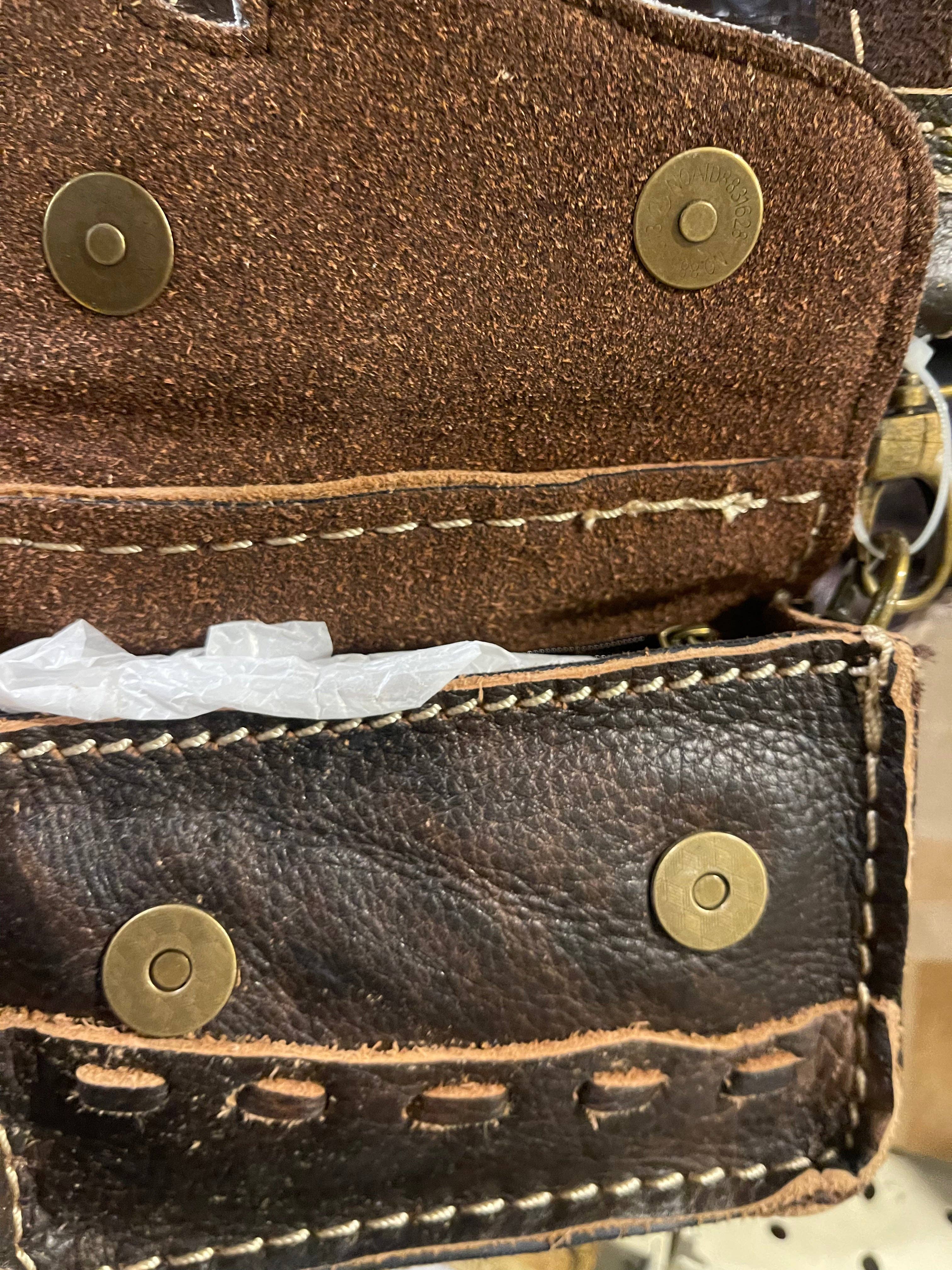 Broads Market - Vente Sac à bandoulière – femme - Mini sac à bandoulière en cuir de vachette avec pierre turquoise2