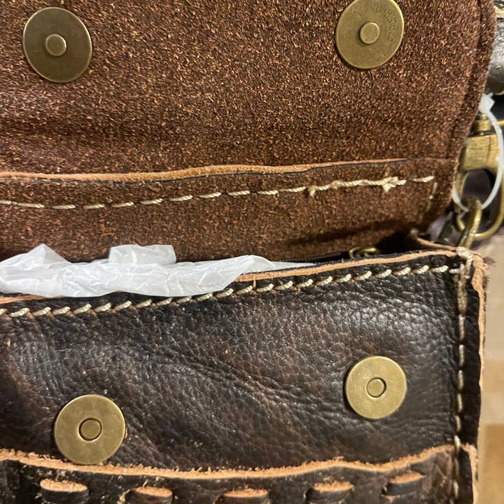 Broads Market - Vente Sac à bandoulière – femme - Mini sac à bandoulière en cuir de vachette avec pierre turquoise2