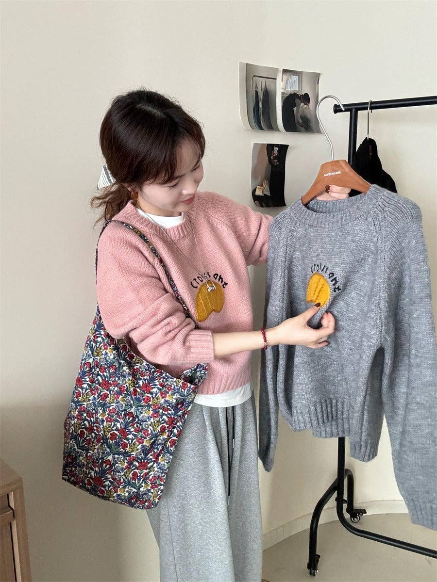 Marayn - Wholesale Knit Sweater - Women's - Cute Korean Style Cartoon Letter Knit Sweater2