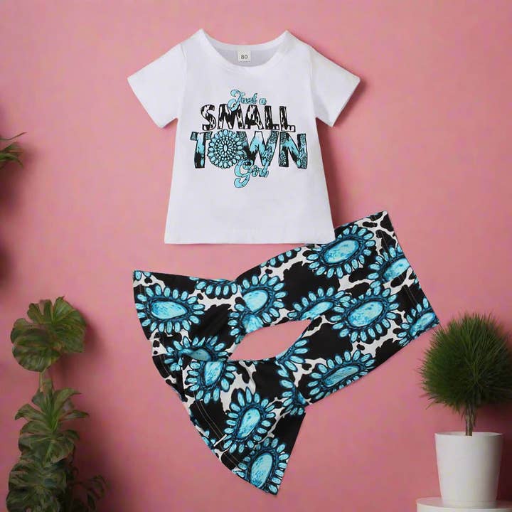 Conjunto infantil de dos piezas estilo vaquero con camiseta de manga corta para venta al por mayor de KiddieKickz