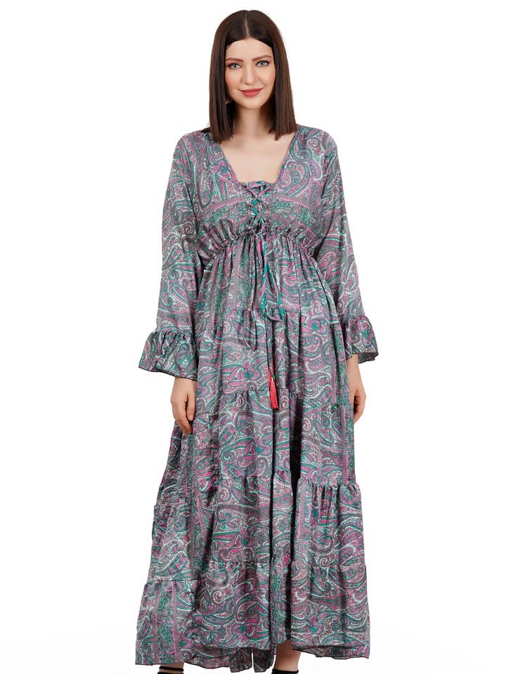 Birgit Silk Dress With Long Sleeves for wholesale by JEP Holland
