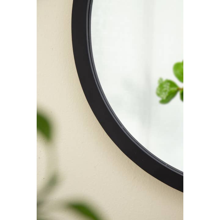 Black Circle Wall Mirror with Wooden Frame for Home & Office for wholesale on Faire6