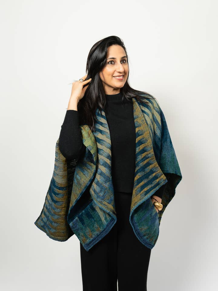 515/Poncho Cape~Morocco Green for wholesale by In Style Scarves
