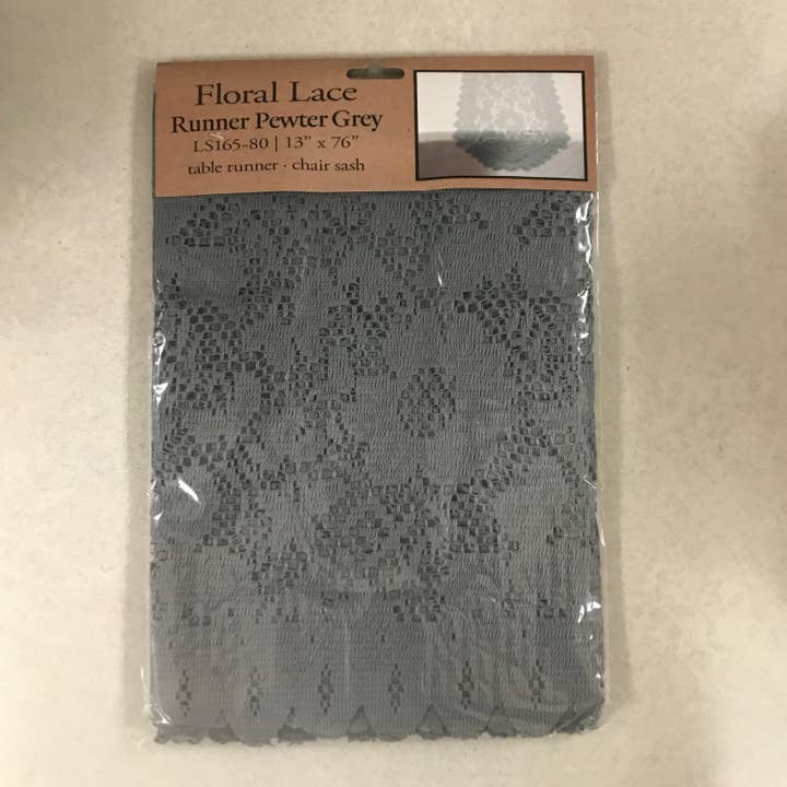 Packaging Decor - Wholesale Table runner - Lace Gray Table Runner 13" wide 76" long2
