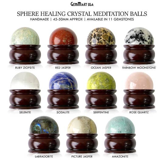 Gemstone Sphere ball, 50mm Reiki Healing Crystal for wholesale by GemMartUSA