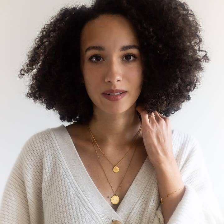 Christina Kober Designs - Wholesale Pendant/Charm Necklace - MINI COIN NECKLACE | stamped circle pendant5