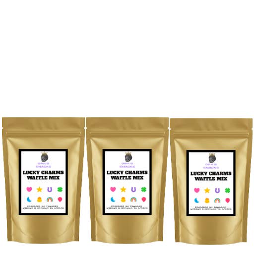 Confezione da 3 di Miscela per Waffle Ispirata ai Lucky Charms per la vendita all'ingrosso da parte di Oba's Snacks