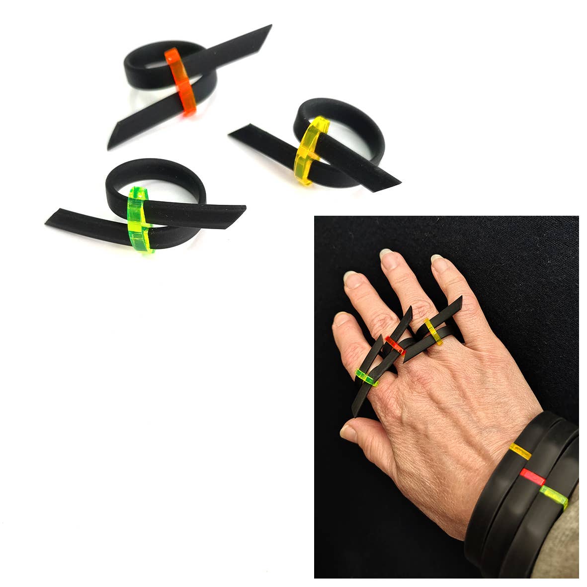 ALEX+SVET – wholesale Band/Stackad Ring – EPHEZE°TRIO - Set med 3 justerbara gummiringar ESSENTIALS2