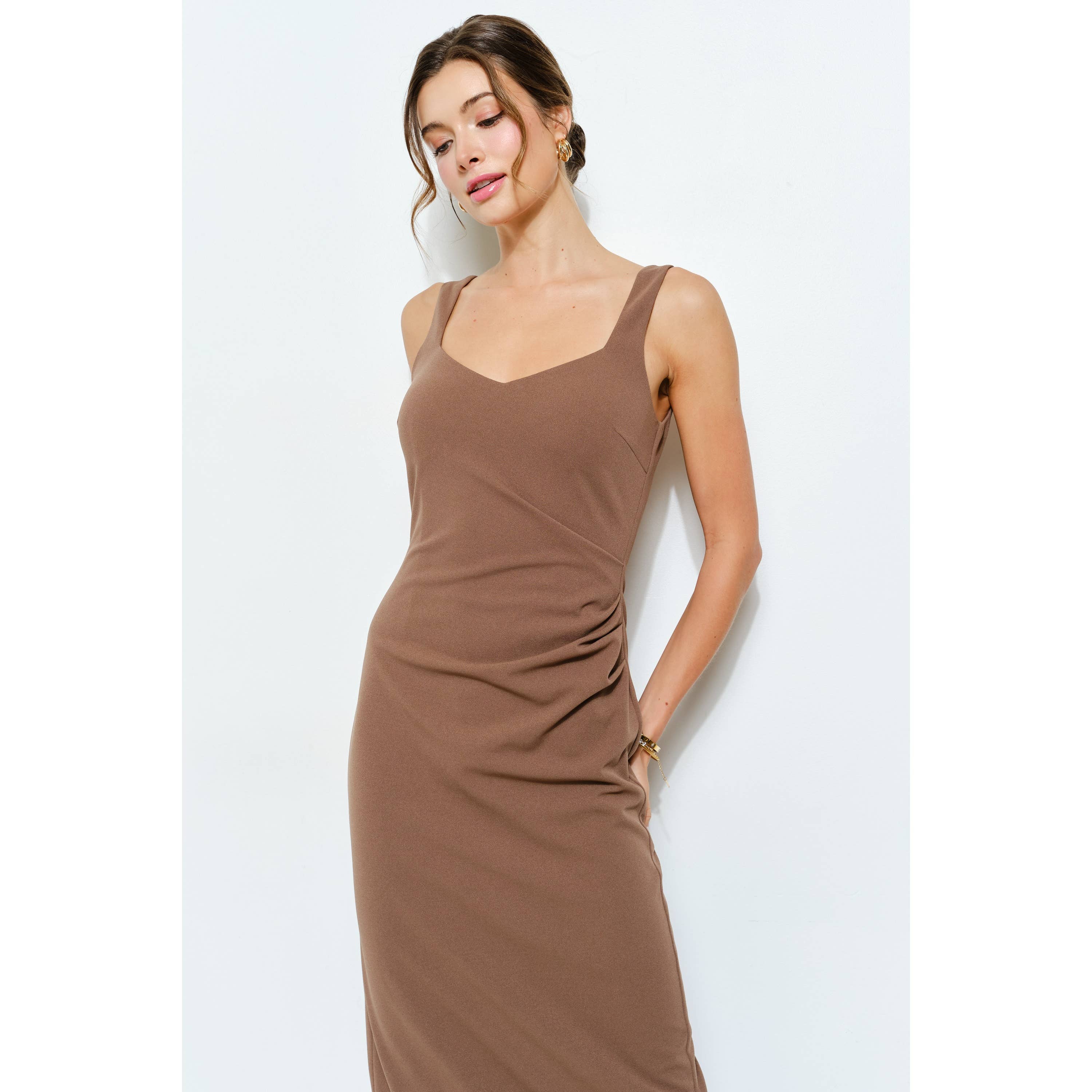 INA - Wholesale Dress - Women's - Knit Crepe Bodycon Midi with Princess Neckline13