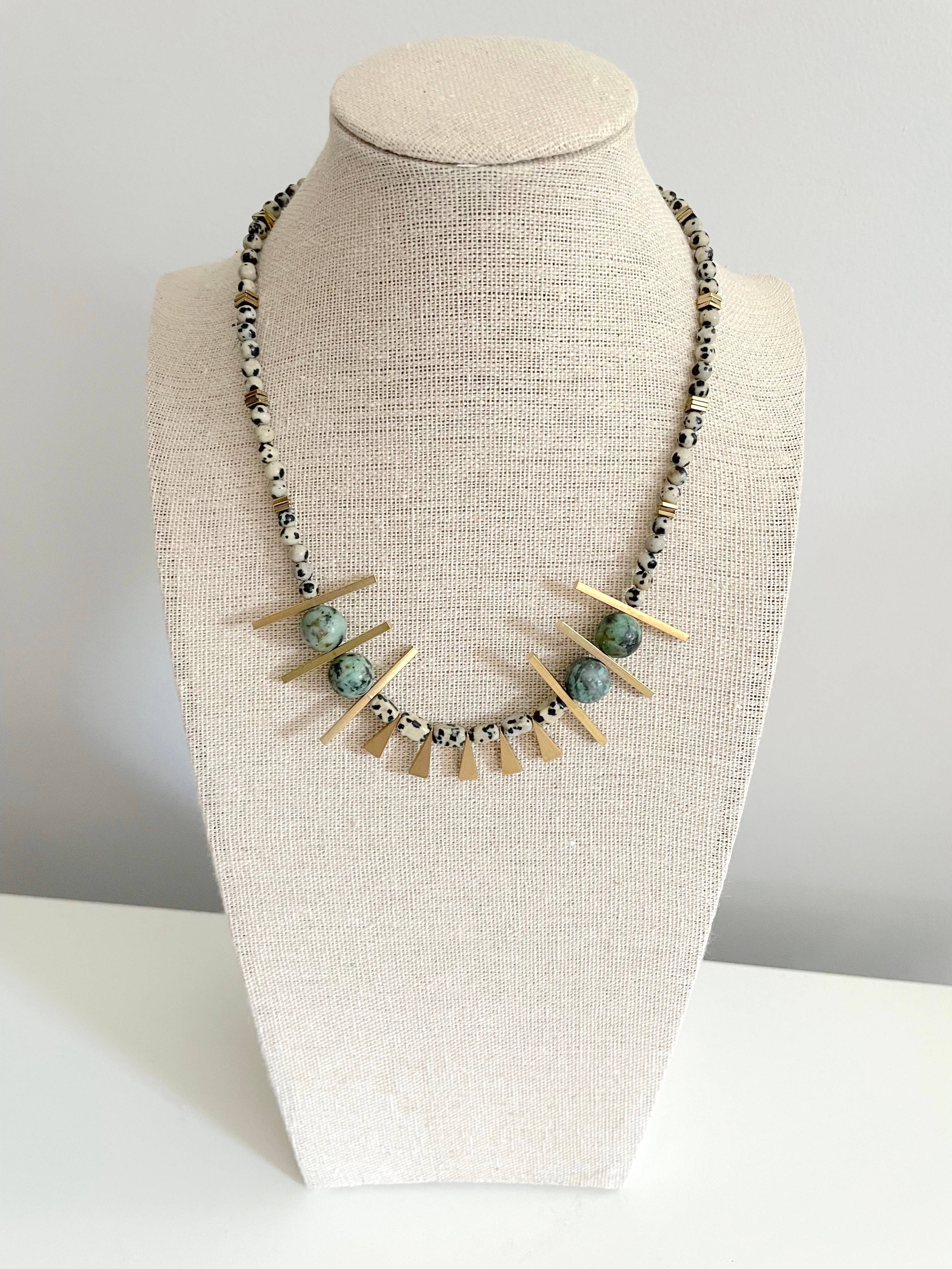 XTRA by Stacey - Wholesale Beaded/pearl necklace - The Anka Necklace - Dalmatian Jasper Gemstone Necklace4