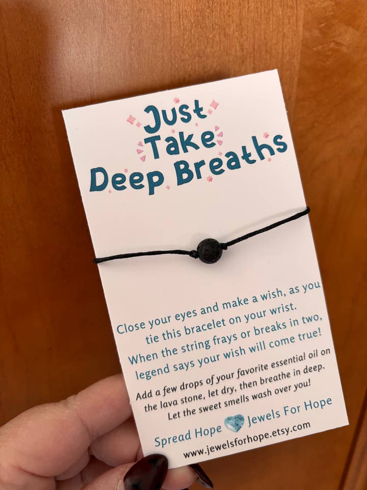 Aromatherapy Lava Stone Wish Bracelet Self Care Just Breathe for wholesale by Jewels For Hope