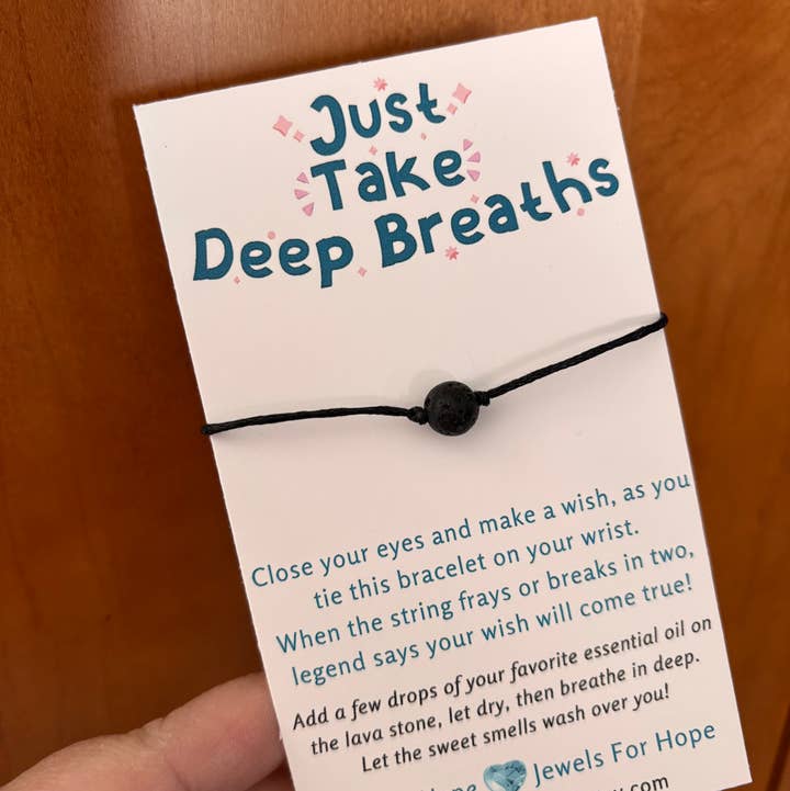 Jewels For Hope - Wholesale Aromatherapy Bracelet - Aromatherapy Lava Stone Wish Bracelet Self Care Just Breathe