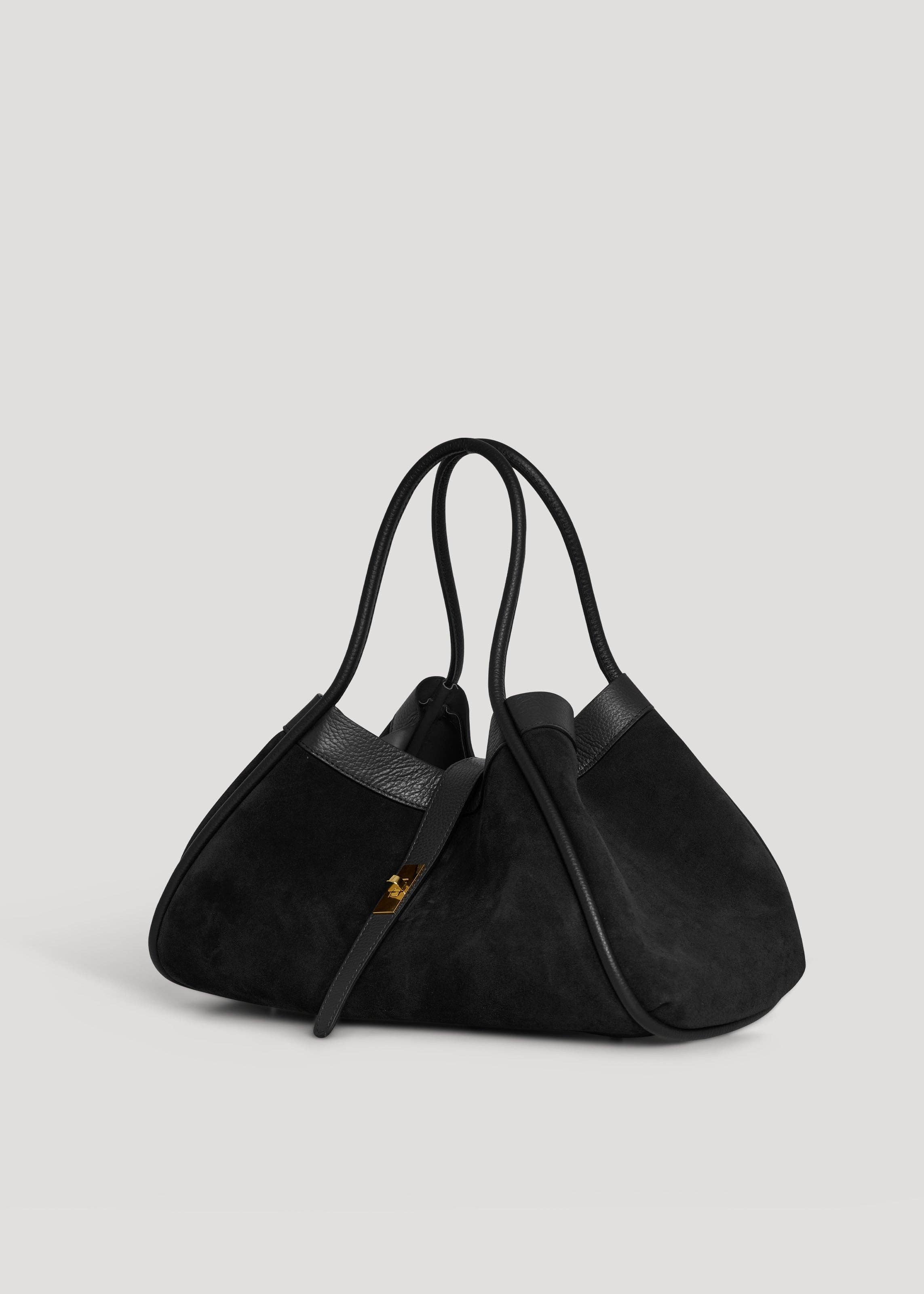 Prestige Milano - Wholesale Tote Bag - Women's - Borsa Mayfair in camoscio nero e pelle Togo4