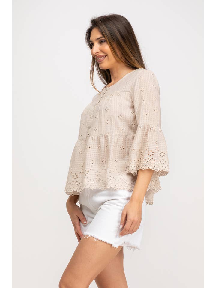 Peace & Love (CALAO IMPORT EXPORT S.L.) - Wholesale Blouse - Women's - EMBROIDERED BLOUSE PR9992B