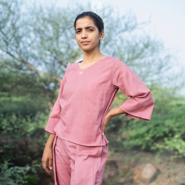 Top de Ioga de Algodão para Mulheres Rosa - Surya por atacado de AKISO