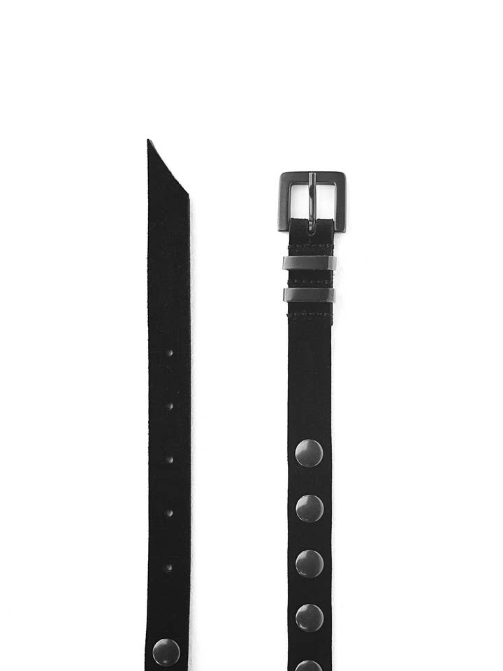 2 PASSANT STUD BELT IN BLACK SUEDE for wholesale by Carl Antonio