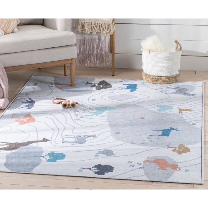 Well Woven - Wholesale Area Rug - Kids & Baby - Safari Modern Grey Kids Flat-Weave Rug