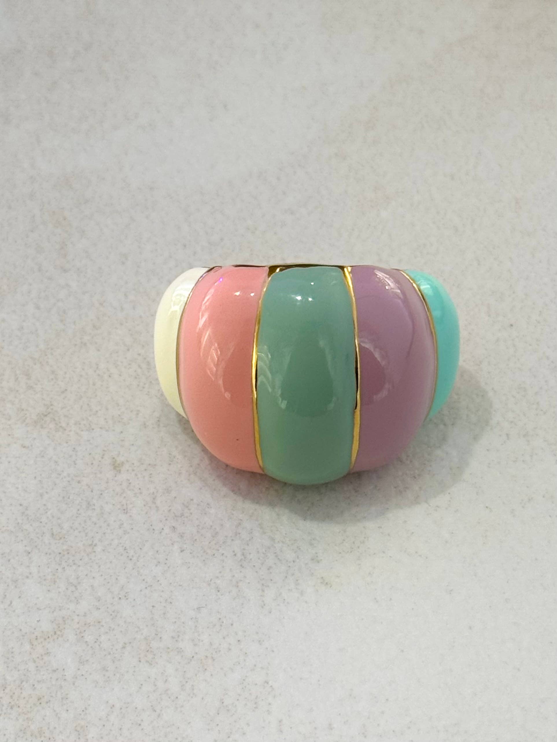 Cassette Barcelona – wholesale Cocktail/statement ring – Pumpkin Adjustable Stainless Steel Enamel Ring 2