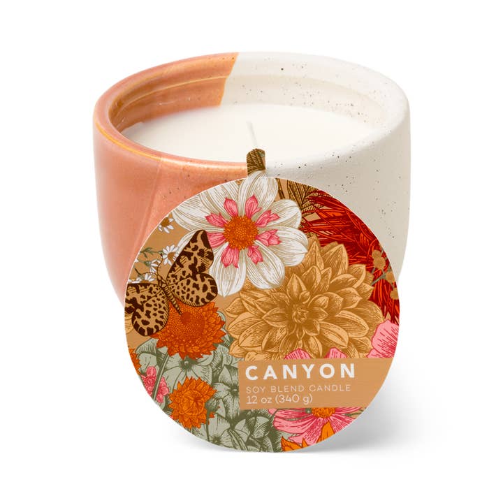 Foundry Candle Co - Wholesale Jar/Filled Candle - Matte Speckled Ceramic Footed Bowl With Floral Dust Cover