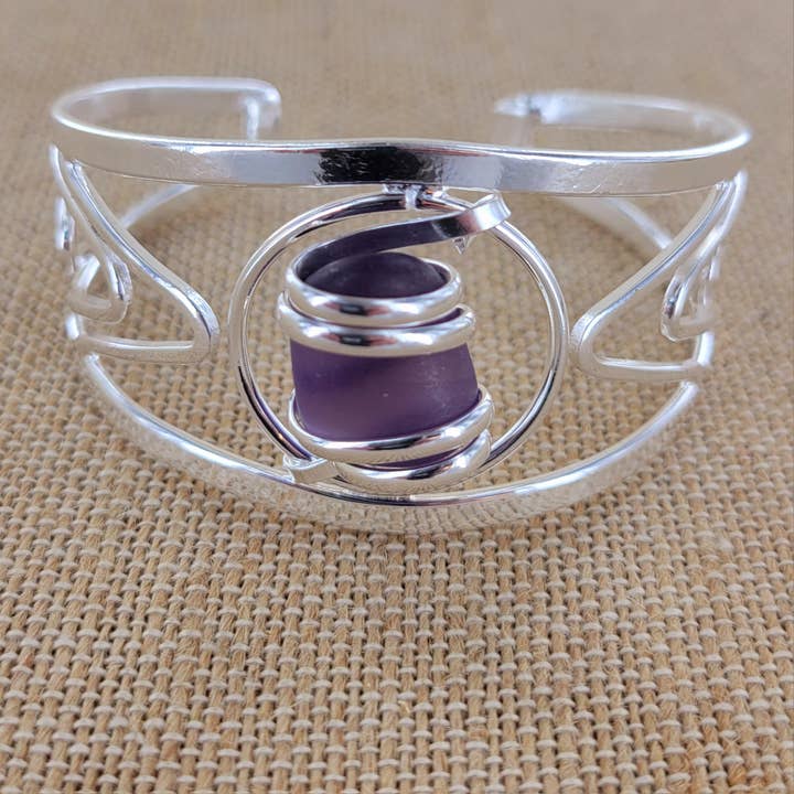 Cultured Sea Glass Cuff Bracelet XCDR-CB18-SG for wholesale by Sadie Green's Jewelry