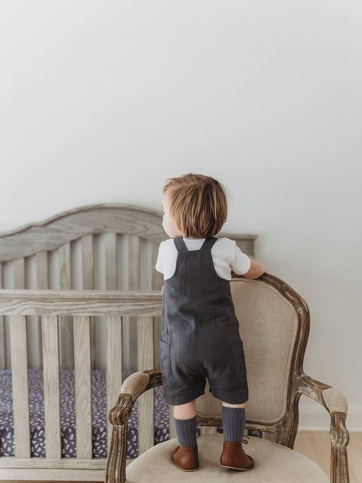 L'ovedbaby - Wholesale Overalls - Baby - Organic Cuffed Muslin Overall in Chia Seed