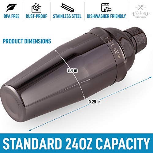 Zulay Kitchen - Wholesale Cocktail Shaker - 24oz Stainless Steel Cocktail Shaker with Built-In Strainer12