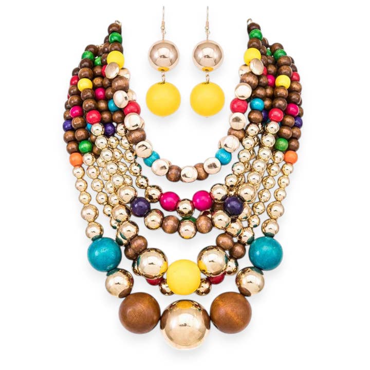 Ensemble de colliers tendance avec perles et perles dorées pour la vente par LA Jewelry Plaza