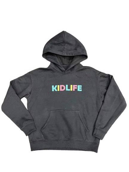 Vente Sweat à Capuche Noir avec Logo Imprimé au Centre pour la vente par KIDLIFE by KJ3 Essentials