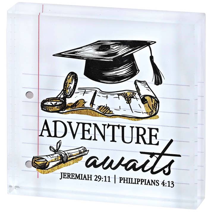 Tabletop Glass Plaque Grad Adventure for wholesale by Dicksons