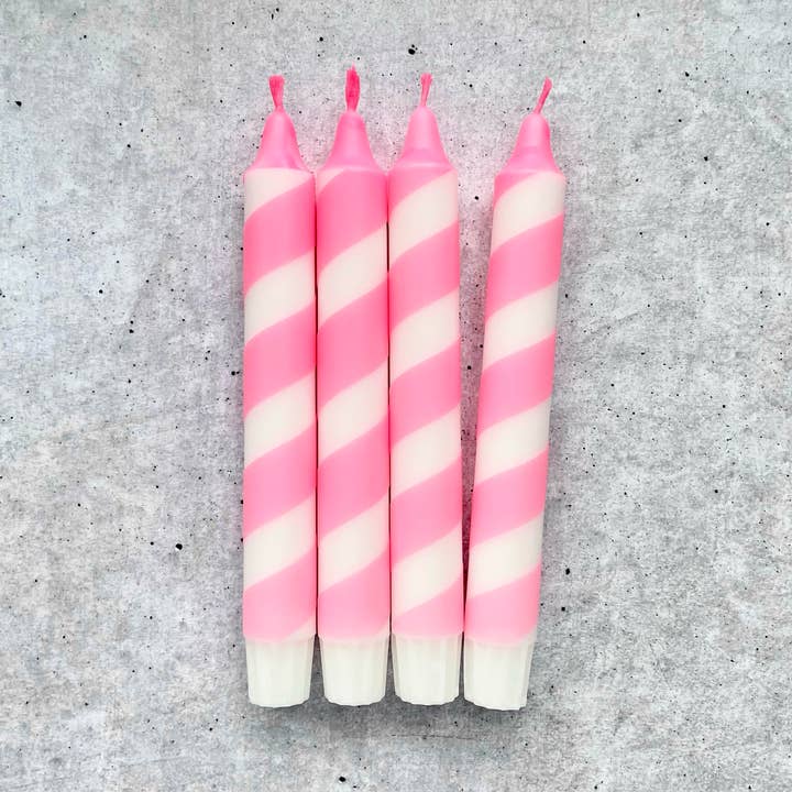 Dip Dye Kerzen | Swirl neonpink | 4er Set für den Großhandel von Wolkenreich