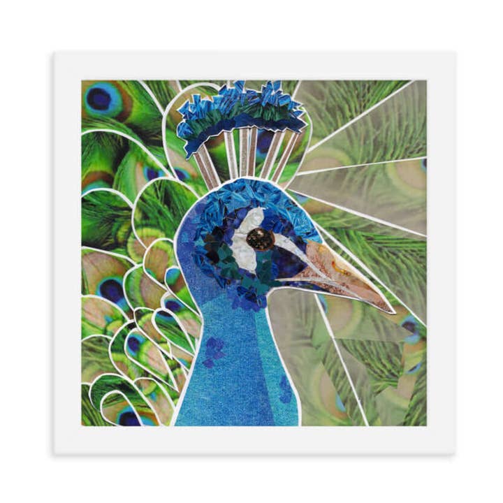 Stampa d'Arte Collage con Pavone Incorniciata per la vendita all'ingrosso da parte di more the merrlier