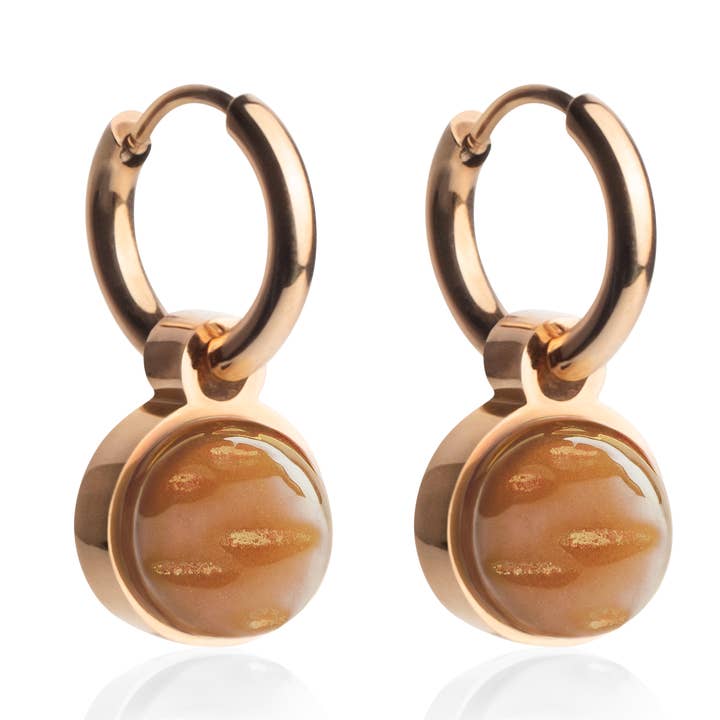 Mix & Match bøjleøreringe med vedhæng • rosé/nøddebrun • 12 mm for engroshandel hos ALEXASCHA