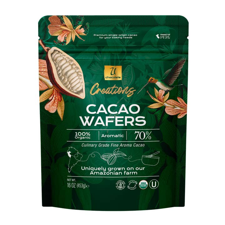 Organic Cacao Wafers 70% | Creations | 16 oz for wholesale by U Chocolate