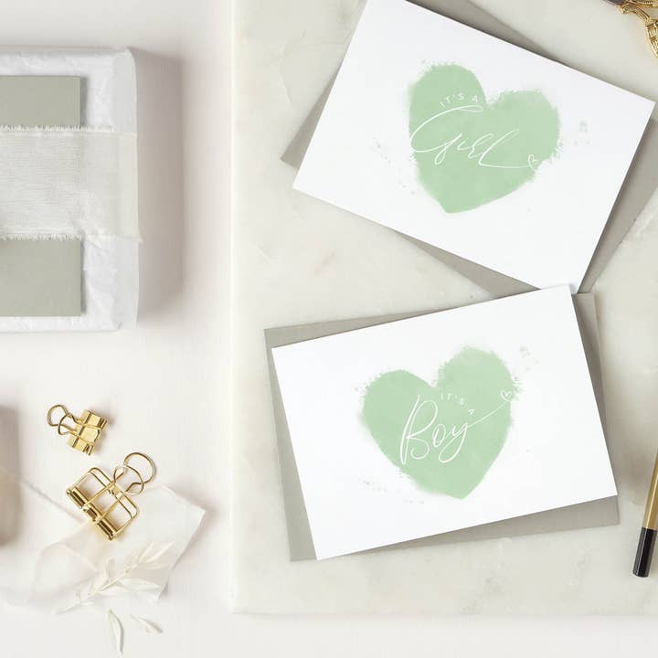 Jennifer Tune - Wholesale Baby Card - It's A Girl Heart, Greetings Card1