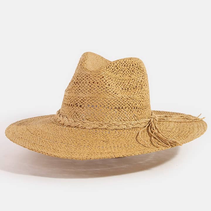 Collections by Fame Accessories - Wholesale Straw Hat - Women's - Braided Rope Band Straw Hat