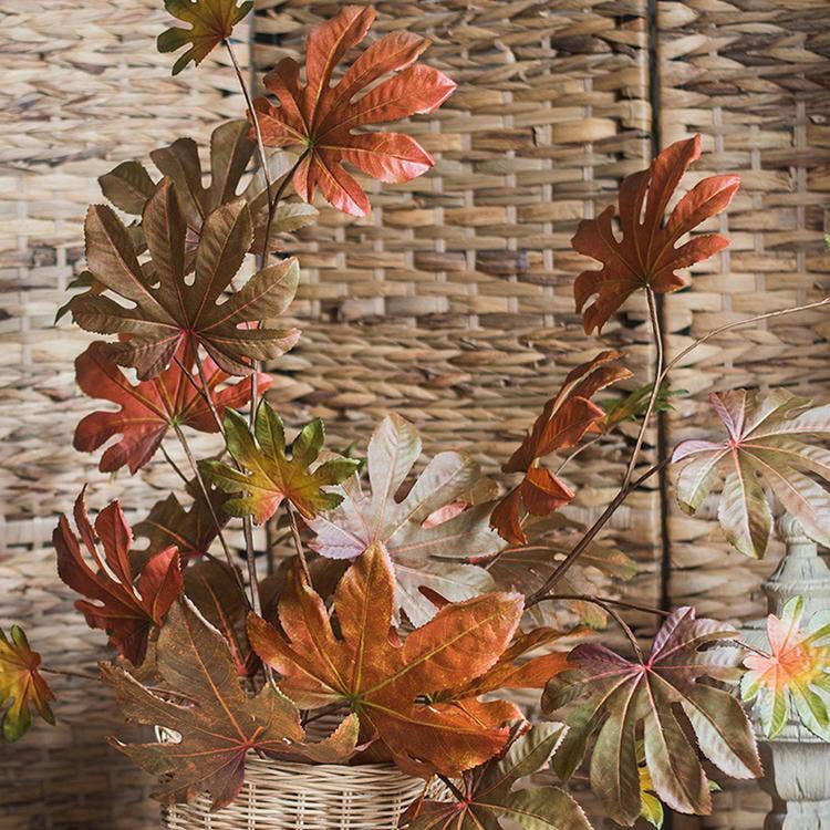Rustic Reach - Wholesale Artificial Plant - Artificial Fatsia Leaf in Autumn Red 32" Tall4