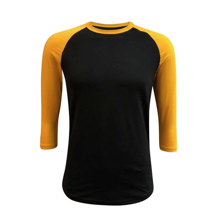 ILTEX Apparel - Wholesale T-Shirt - Women's - Adult Plain Raglan 3/4 T-Shirt - Black Body
