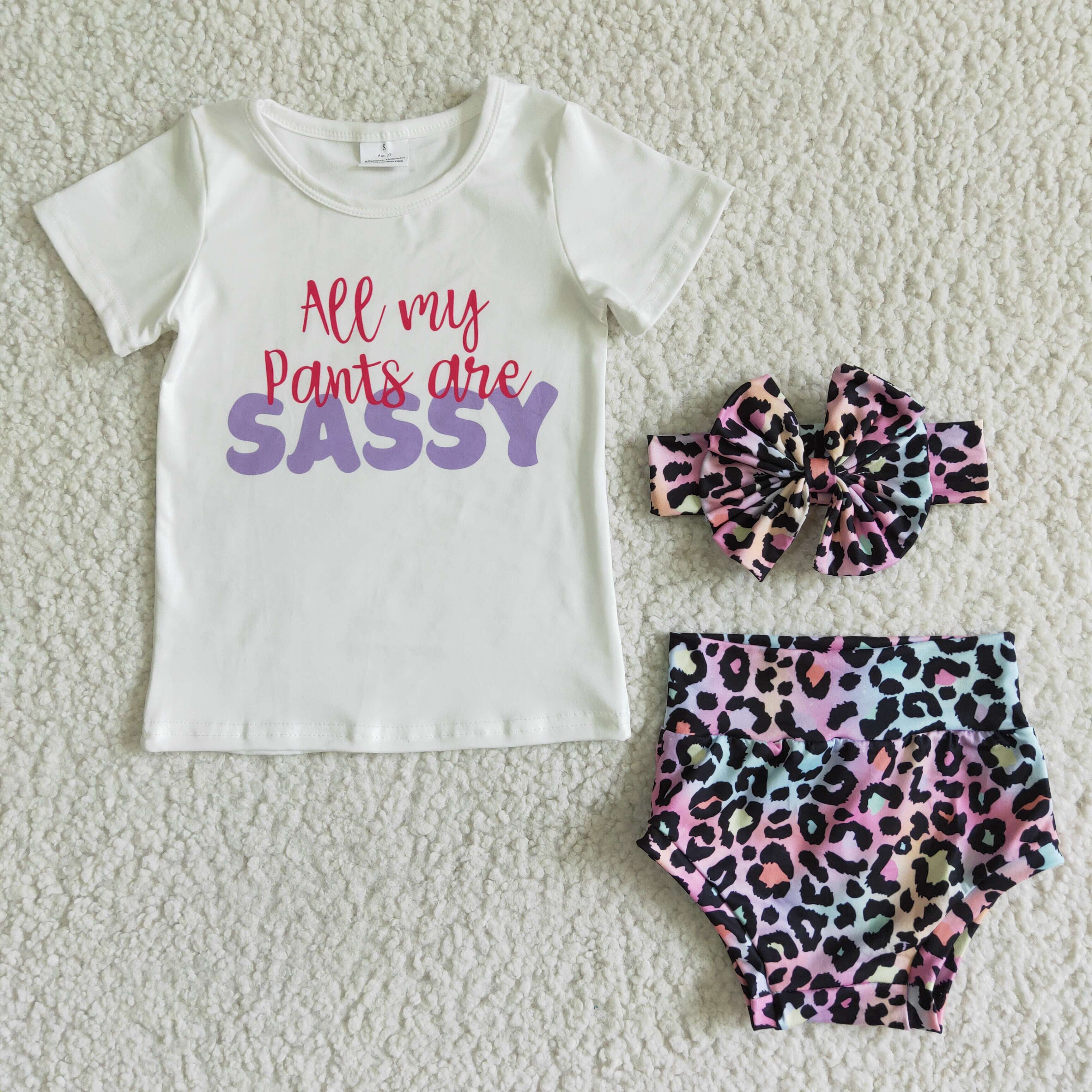 Yawoo Garments - Wholesale Clothing Set - Baby - All my pants are sassy shirt leopard bummies baby outfits0