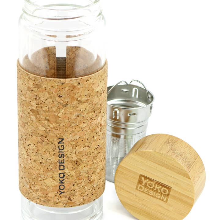 YOKO DESIGN - Vendita all'ingrosso Bicchiere/tazza - Tazza da tè in vetro a doppia parete con protezione in sughero 350 ml