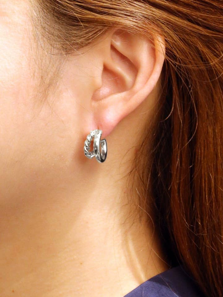 SJE310423 14K Dipped Twist/Solid Post Small Hoop Earrings for wholesale by MiMi Wholesale