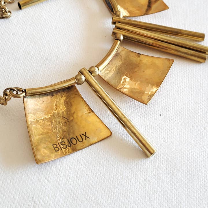 Bisjoux - Wholesale Bib Necklace - Brass hammered collar necklace tribal handmade designer3