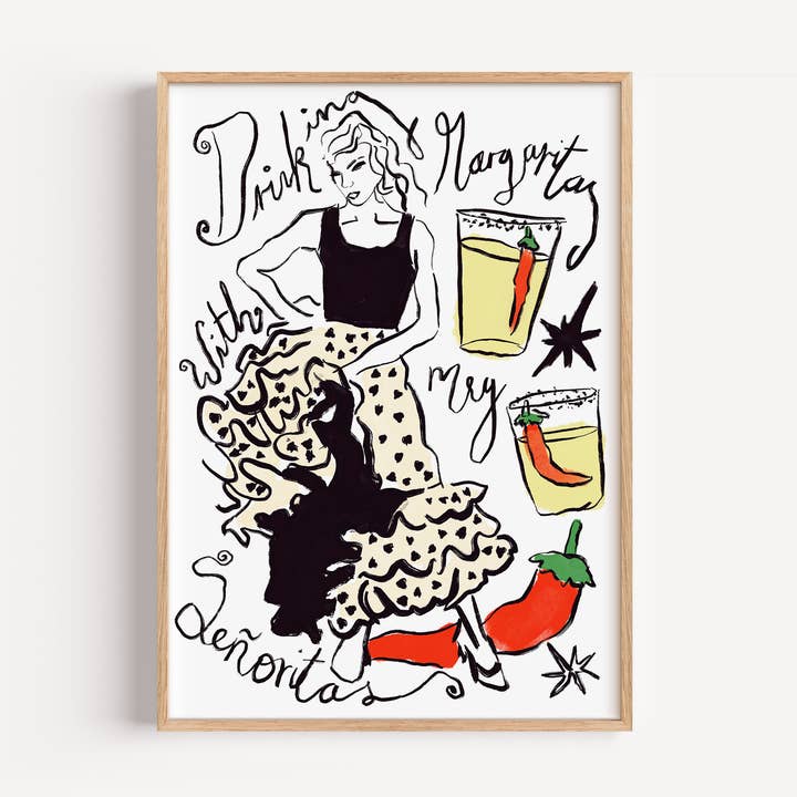 Boire des margaritas avec ma señorita impression pour la vente par Illustrated by Weezy