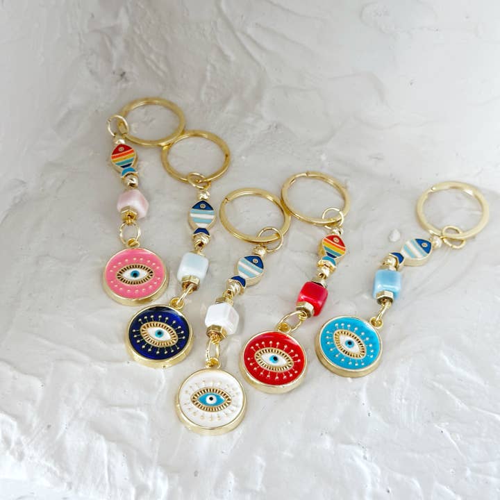 Evileyefavor - Venta al por mayor Llavero - Mujer - Llavero Evil Eye, llavero con forma de pez con amuleto de buena suerte2