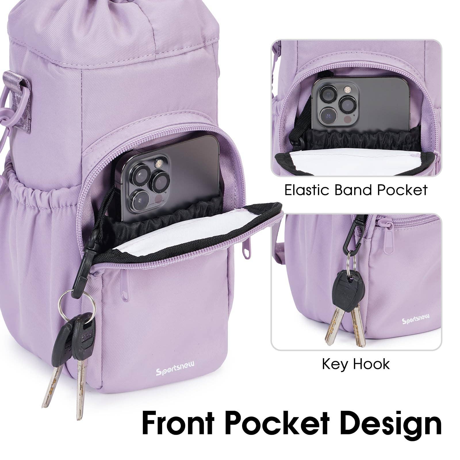 wandf - Wholesale Bottle Rack/Holder - Insulated Water Bottle Holder with Strap and Phone Pocket35