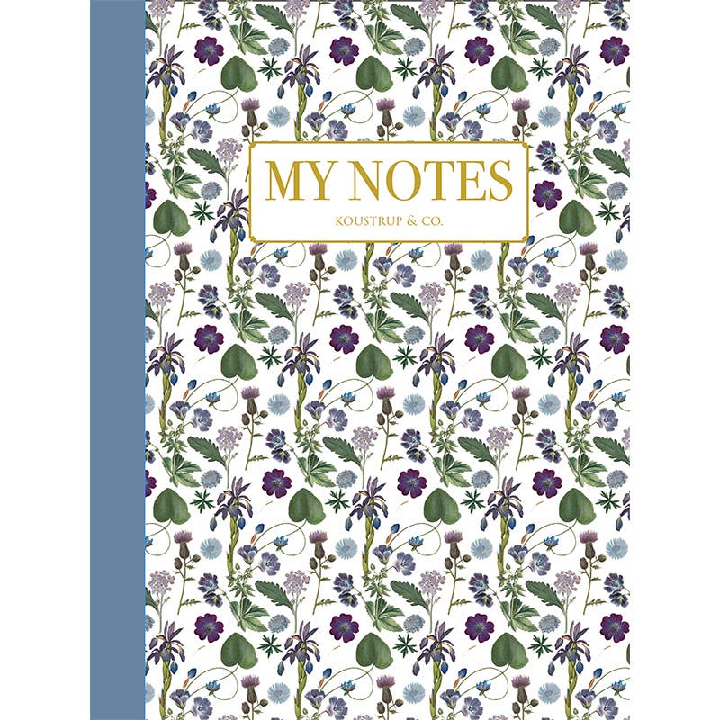 Koustrupco - Wholesale Notebook - Blue floral pattern - Note Booklet - Made in Denmark1